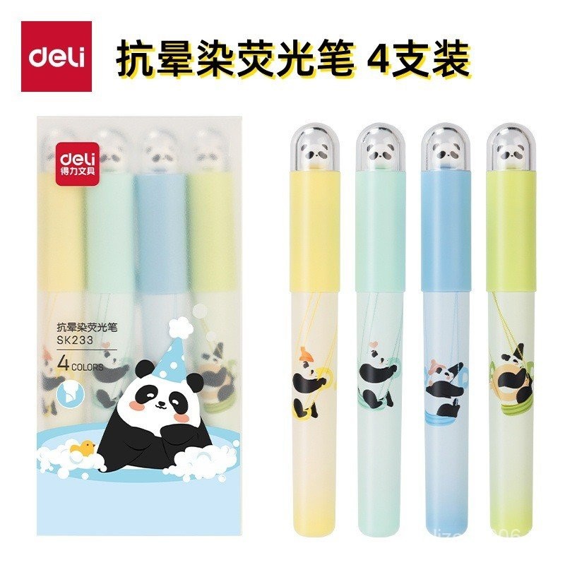 คู่มือ Key Point Highlighter Creative] Deli Student Panda Transparent [Stick Pack SK233 Draw 4 เครื่
