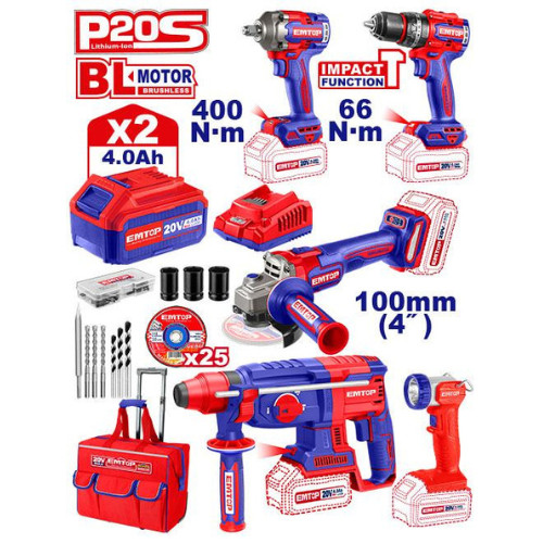 EMTOP ชุดคอมโบอุตสาหกรรมไร้สาย 5 ชิ้น รุ่น ECKL20581