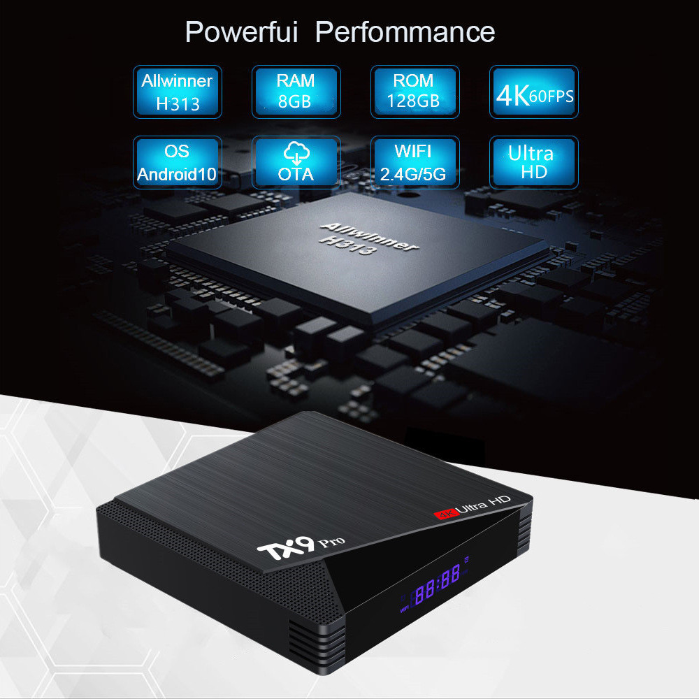 外TX9 PRO TV BOX 6KHD 双5GI8+128GB H313Android 13 TV BOX
