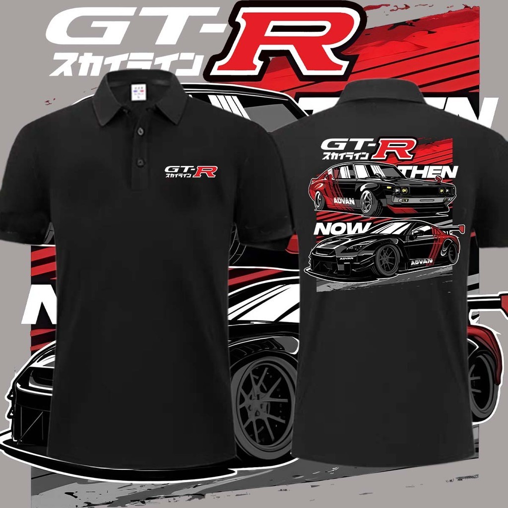 Kaos เสื้อโปโล Nissan GTR เสื้อโปโล Nissan GTR Nismo Polo R35 R32 ผ้าฝ้ายสวมใส่ 104