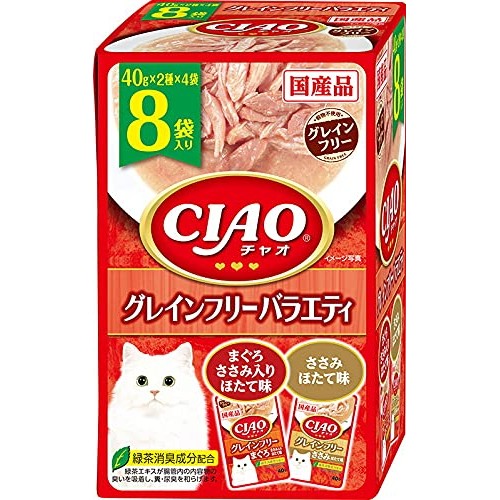 Bulk Purchase Inaba Pet Food CIAO Pouch Grain-Free Variety 40g x 8 Bags Cat Food [x6]