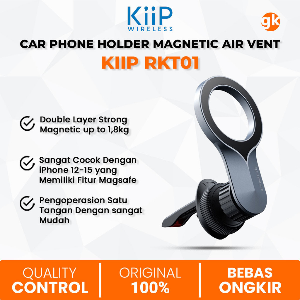 KIIP ไร้สาย RKT01 ที่วางโทรศัพท์ในรถยนต์แม่เหล็ก AC Air Vent รถ Magsafe เข้ากันได้แม่เหล็กที่แข็งแกร่ง
