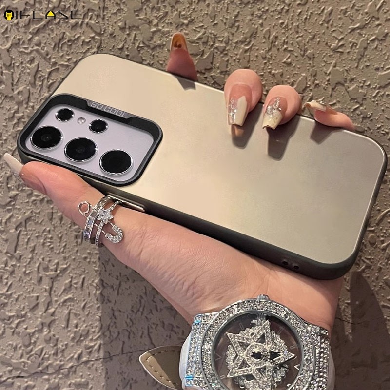 สําหรับ Samsung Galaxy S24 S23 FE S22 Plus Ultra S24 + S23 + S22 + เคสโทรศัพท์เลเซอร์เงา Shining Glitter ธุรกิจ Matte Frosted หรูหราสีดําสีขาวเงินกรณีฝาครอบ