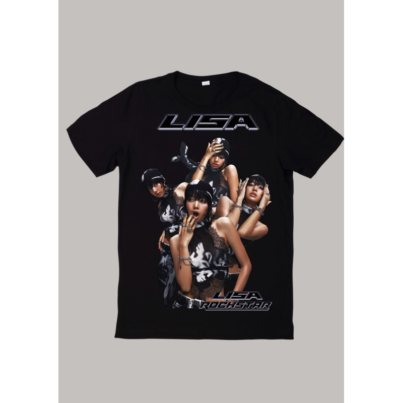 2024 Vintage T-shirt Lisa rockstar เสื้อcotton 100% ราคาถูก สีดำ