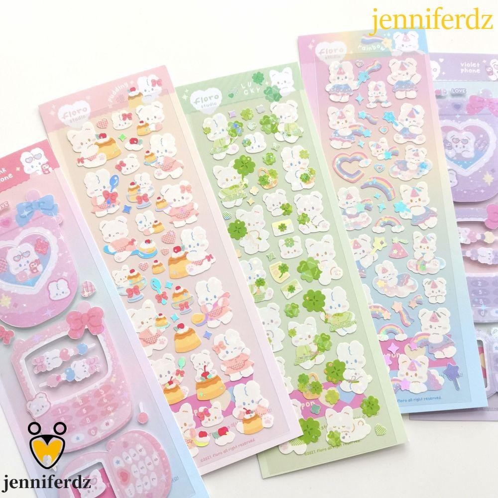 Jenniferdz สติกเกอร์เลเซอร์เลื่อม รูปใบโคลเวอร์ สไตล์เกาหลี สําหรับตกแต่งสมุดไดอารี่ แพลนเนอร์ DIY