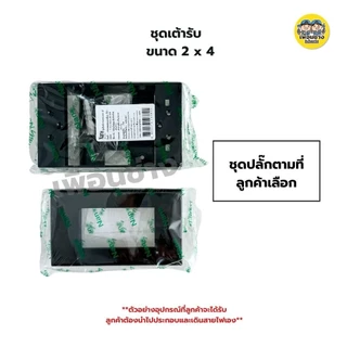 ชุด 2x4 กราวน์คู่ แนวตั้ง NANO นาโน แบบขันน๊อต พร้อมบ็อกลอย หน้ากาก ครบชุด ชุดปลั๊กกาวคู่ ปลั๊ก กาวคู่ เต้ารับ