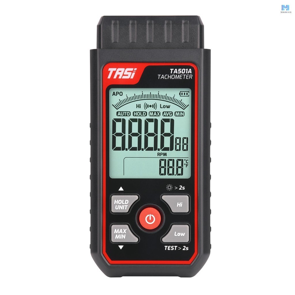 Tasi TA501A Digital Tachometer จอแสดงผล LCD RPM Non-Contact Digital Handheld Tachometer เลเซอร์ Speedometer วัดกว้าง 2.5 ~ 99999RPM ความเร็วสําหรับเครื่องจักรอุตสาหกรรมรถ Mo