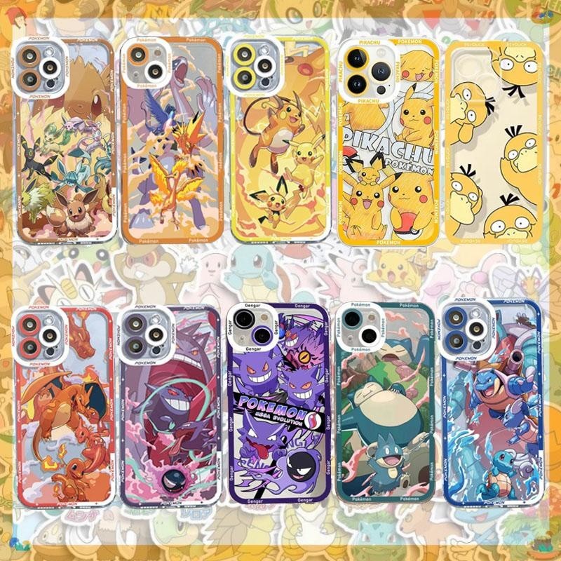 การ์ตูน Pokemon Pikachu Gengar Eevee สําหรับ IPhone 13 12 Mini Pro Max 11 ฝาครอบน่ารักนุ่มอะนิเมะอินเทรนด์ซิลิโคน TPU โปร่งใสเคสโทรศัพท์