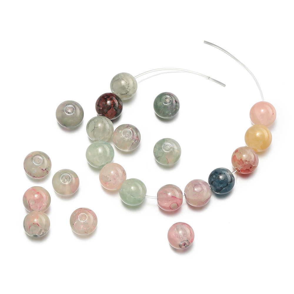 St. kunkka 20-50 ชิ้นลูกปัดแก้ว 10 มิลลิเมตรรอยเปื้อนลูกปัดดอกไม้สําหรับเครื่องประดับ DIY ทําสร้อยคอสร้อยข้อมือ - รูปที่ 3