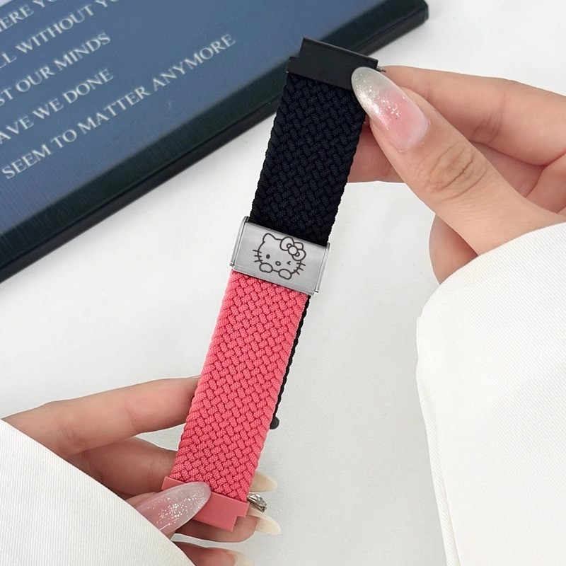 20 มม.22 มม.น่ารักแกะสลักแมวสําหรับ Samsung Galaxy นาฬิกา 7 5 4 6 pro คลาสสิก 45 มม.44 มม.40 มม. Braided Solo Loop สร้อยข้อมือ correa HUAWEI นาฬิกา GT 2e-3 band - รูปที่ 7