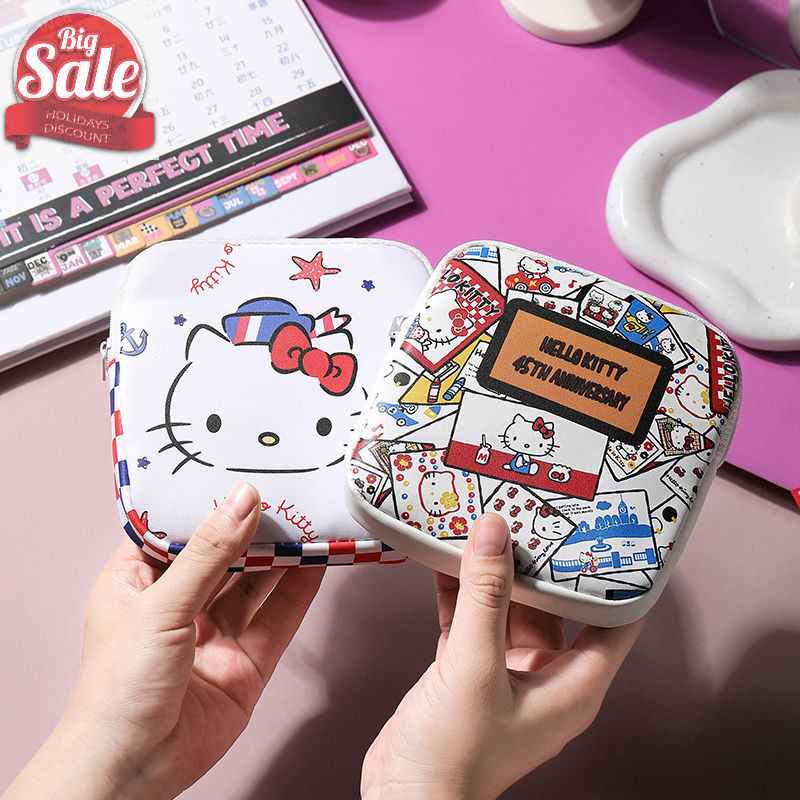 Af น่ารัก Sanrio Hello Kitty Tampton กระเป๋าผ้าอนามัย Pad กระเป๋าเครื่องสําอางกระเป๋ากันน้ํา Multi-function กระเป๋ากระเป๋าเหรียญของขวัญ A