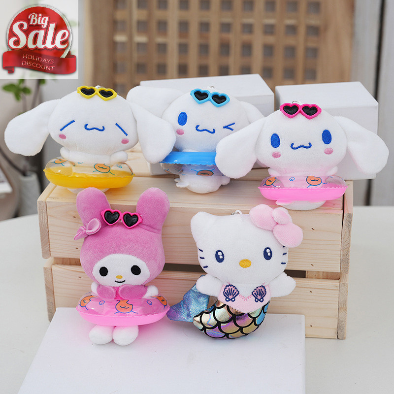 Af Sanrio Hello Kitty ตุ๊กตาตุ๊กตาพวงกุญแจจี้การ์ตูน Kt แมวยัดไส้ Plushies กระเป๋าอุปกรณ์เสริม Key แหวนสาวของขวัญของเล่นเด็ก A