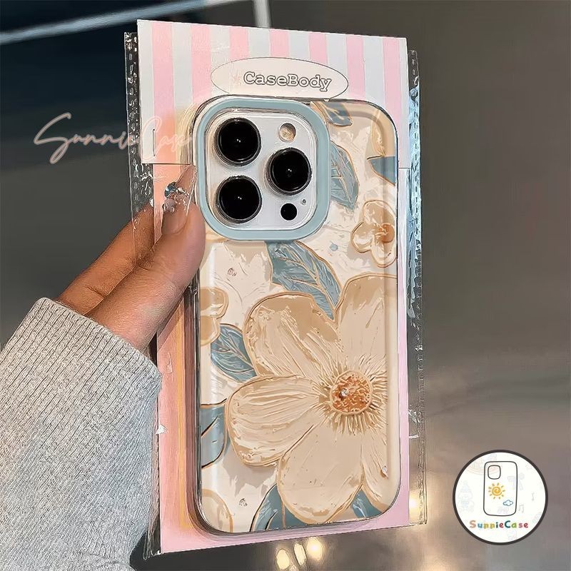 ย้อนยุค ดอกไม้น้ำมันจิตรกรรมดูเดิล เคสiPhone XR 12 11 14 15 13 Pro Max 7Plus 8 7 6s 6 Plus XS X Max แฟชั่น เคสไอโฟน