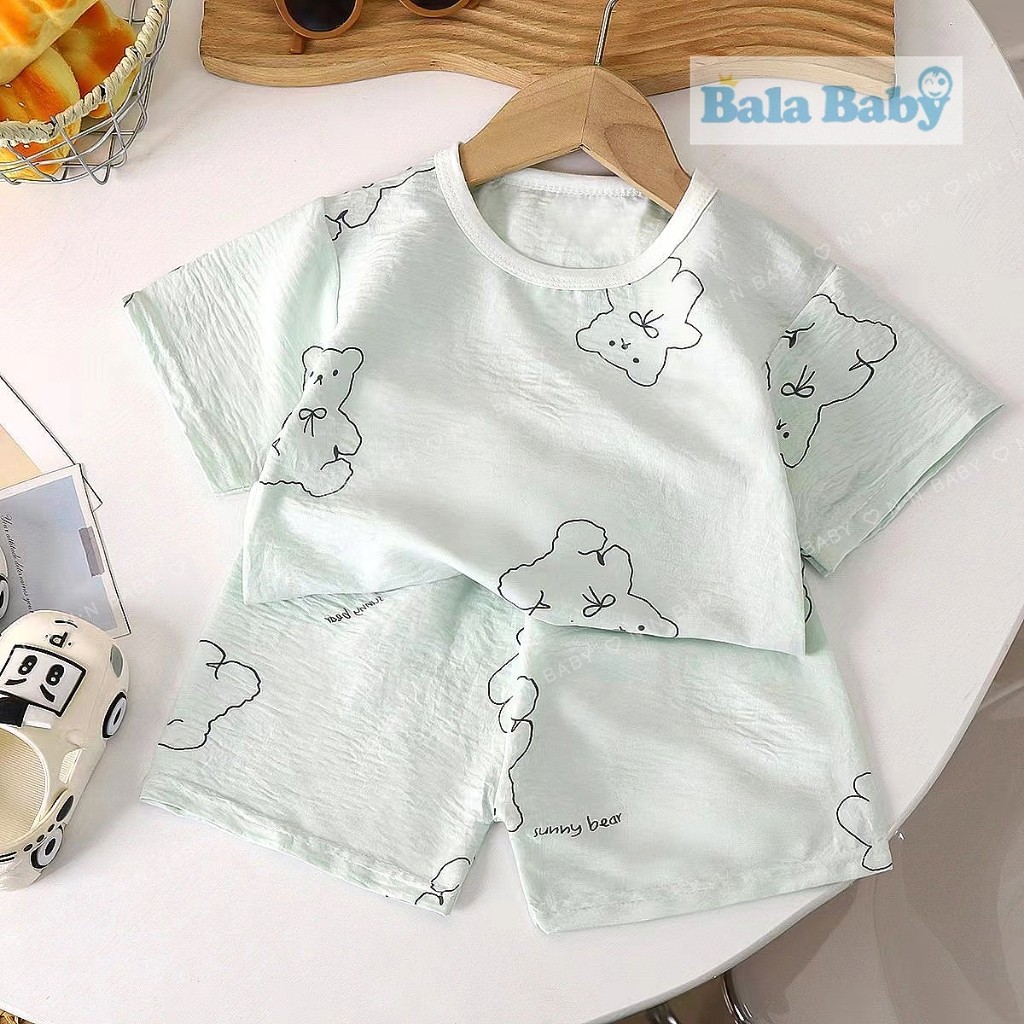 ชุดนอนแขนสั้น ขาสั้น ชุดนอนเด็ก เซท 2 ชิ้น ผ้าบางๆใส่สบาย Size 73-120 cm DXT51 - 5