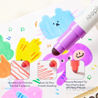 Mideer มิเดียร์ Round-Tip Stamper Washable Marker 2in1 ปากกาเมจิกหัวกลมแบบล้างทำความสะอาดได้ (MD3385-3386)