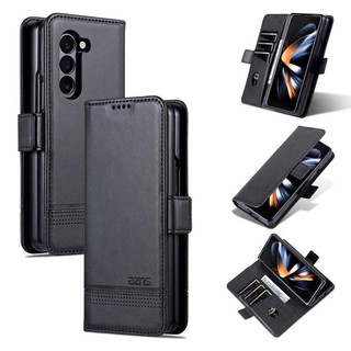 กระเป๋าสตางค์สําหรับ Samsung Galaxy Z Fold 6 5 4 3 case ปกแข็ง GalaxyZ Fold6 cover Fold5 Fold4 Fold3 ที่ใส่ปลอกหนัง PU พร้อมช่องใส่การ์ดกระเป๋า