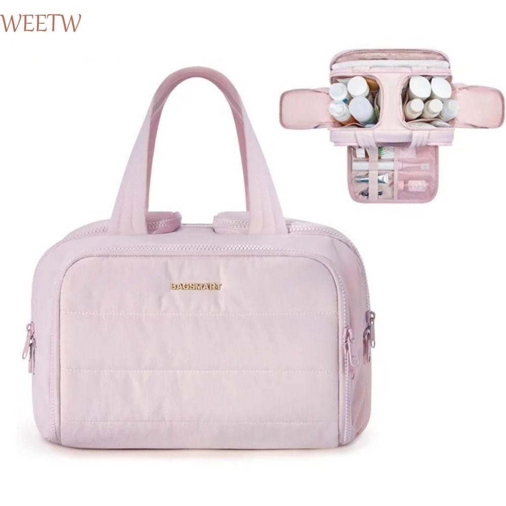 กระเป๋าอุปกรณ์อาบน้ําสําหรับเดินทาง สุดสัปดาห์ ที่เก็บเครื่องสําอางแบบพกพาความจุขนาดใหญ่สะดวกน้ําหนักเบากว้างเปิดหลายช่องกระเป๋าเดินทางกรณีผู้หญิง