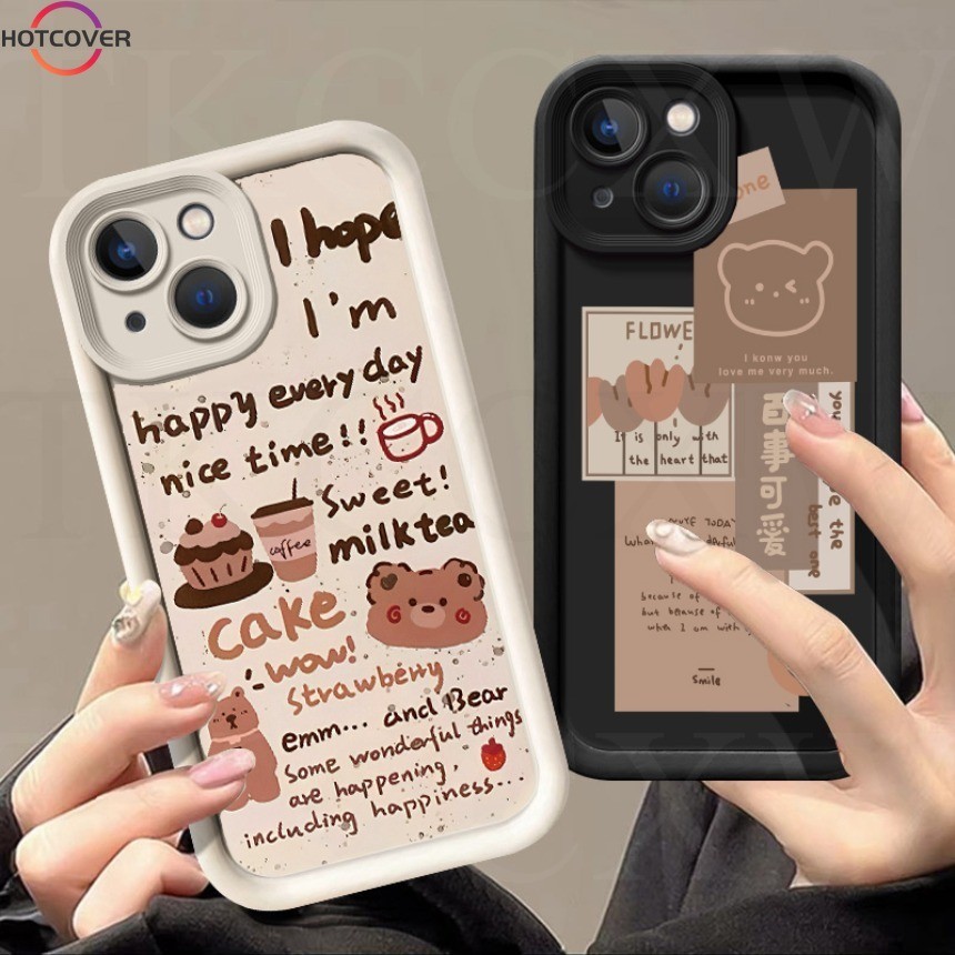 สําหรับ OPPO A57 A77 A77S A3X A56 A53S A58 A78 ปลอกกันกระแทกป้ายหมีภาษาอังกฤษ Graffiti Angel Eyes เคสโทรศัพท์ Soft Matte Cover