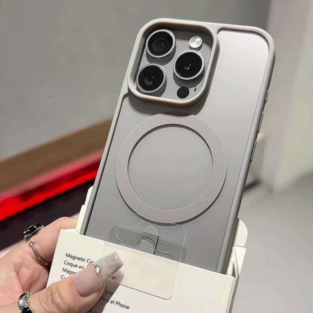 ขอบแม่เหล็กไทเทเนียมสีเทาป้องกันกล้องเคสโทรศัพท์สําหรับiphone 15 15Pro 15 Pro Max 14 13 12 11 Max X 78PlusCaseห่อกันกระแทกด้านหลังอะคริลิค