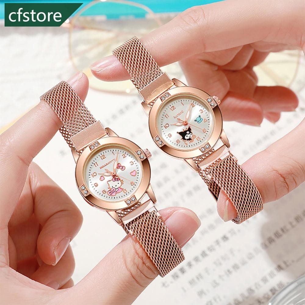 Cfstore 1 PC Simple Rose Gold Rhinestone Retro อเนกประสงค์ควอตซ์น่ารักนาฬิกาผู้หญิง Casual หน้าปัดขนาดเล็กควอตซ์แฟชั่นแถบเหล็กสุภาพสตรีนาฬิกาข้อมือ G7V6