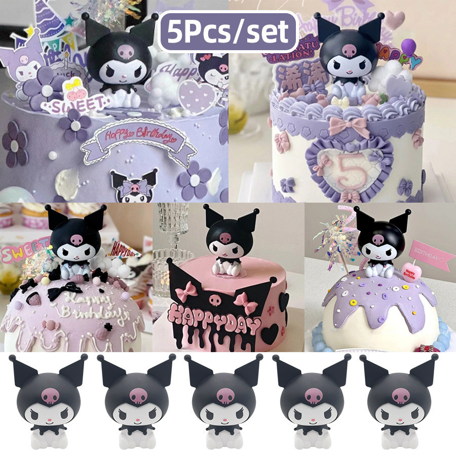 5 ชิ้น Kuromi เค้ก Topper, เด็ก Kuromi เค้กวันเกิดแฮปปี้ Toppers อุปกรณ์ตกแต่งชุด, Kawaii ตัวเลข Party Favors Cupcake ตกแต่งสําหรับสาวเด็กอะนิเมะแฟน