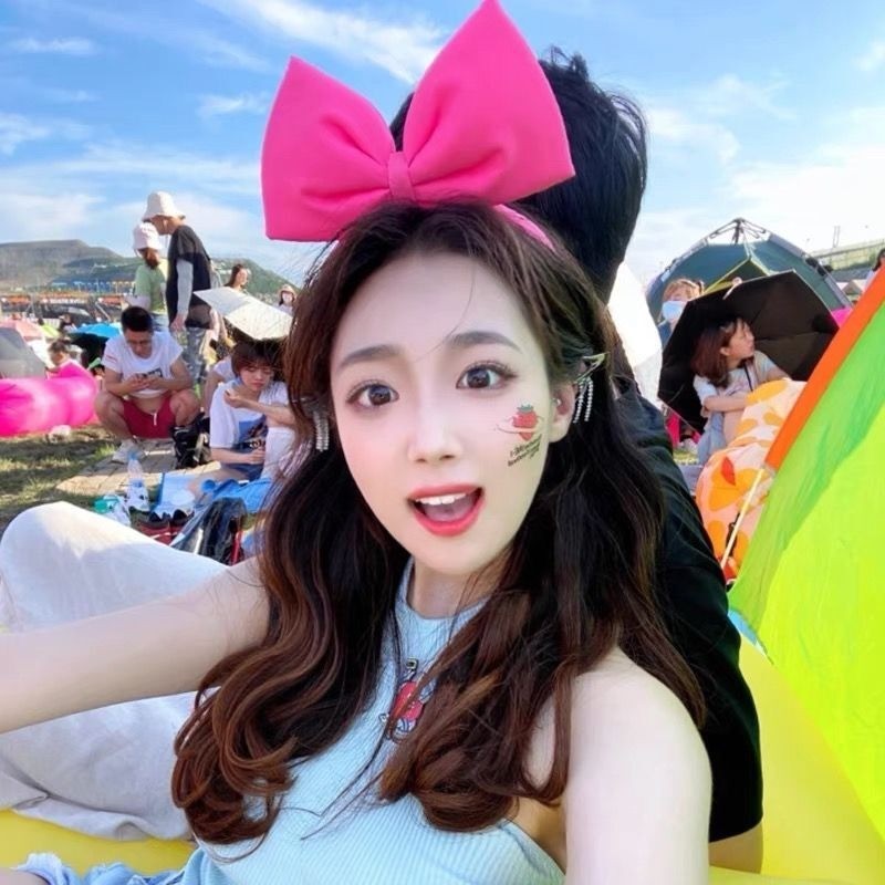 ที่คาดผมกุทัณฑ์ขนาดใหญ่สีชมพูที่คาดผมเจ้าหญิงอินเทอร์เน็ตคนดังหวานล้างหน้าใหม่เครื่องประดับผมอเนกประสงค์