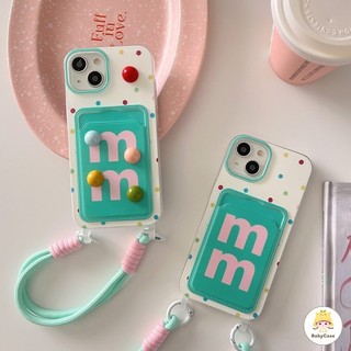 กระเป๋าสตางค์แบบมีสายคล้องรูปถั่วช็อคโกแลตสีลูกกวาด เคส IPhone 16 11 13 12 15 14 Pro Max 14 7 15 8 Plus XR X XS Max SE