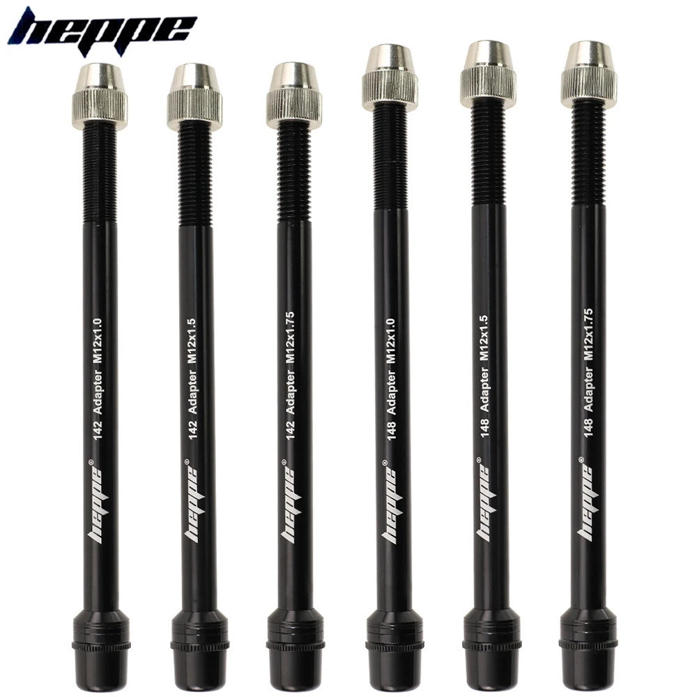 Heppe เทรนเนอร์จักรยาน Thru เพลา 12x142 12x148 MTB เทรนเนอร์จักรยานเพลา Skewer พร้อม 1/2/3/4 มม. เครื่องซักผ้าจักรยานเทรนเนอร์อะแดปเตอร์