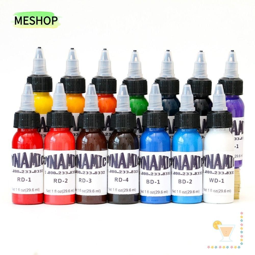 สีฝึกสัก ME, หมึกสักสีแดงสีเขียว 30ML, สีม่วงสีชมพูสีดําสีน้ําตาลสีขาวสีฟ้า Tattoo Pigment