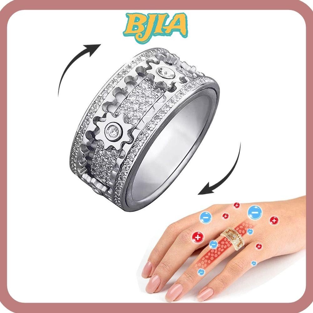 Bja Gear Spinner Rings Handmade Mechanical Diamond Ornament Band Ring
