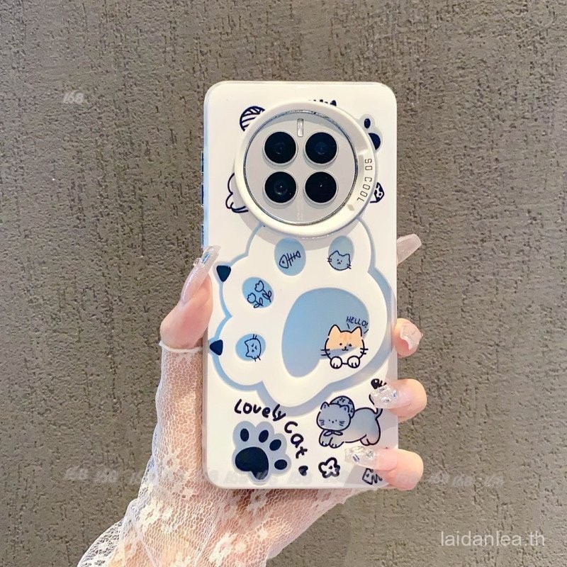 Realme 12 11 Pro PLUS 5G ปลอก realme 12 12 12X 5G ปลอกแมวน่ารัก PAW กันกระแทก Matte Hard เคสใส่โทรศัพท์ IMD หรูหราปุ่มชุบสำหรับนักเรียนหญิง KBG