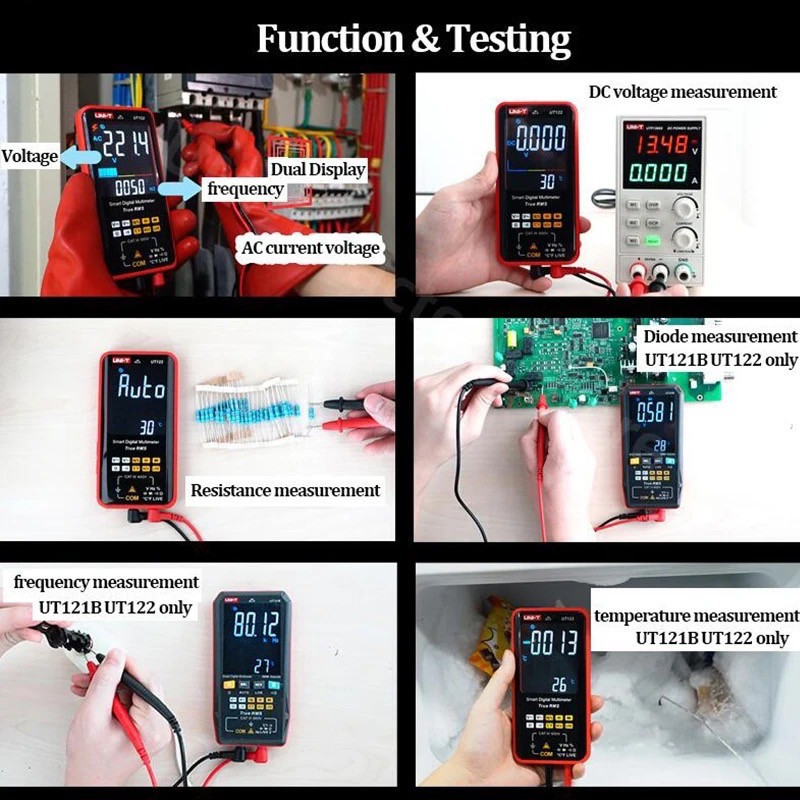 วัดแรงดัน UNI-T UT121B สมาร์ท มัลติมิเตอร์ ดิจิตอล Smart Multimiter โอมมิเตอร์ จอใหญ่ ของแท้ สินค้าพ