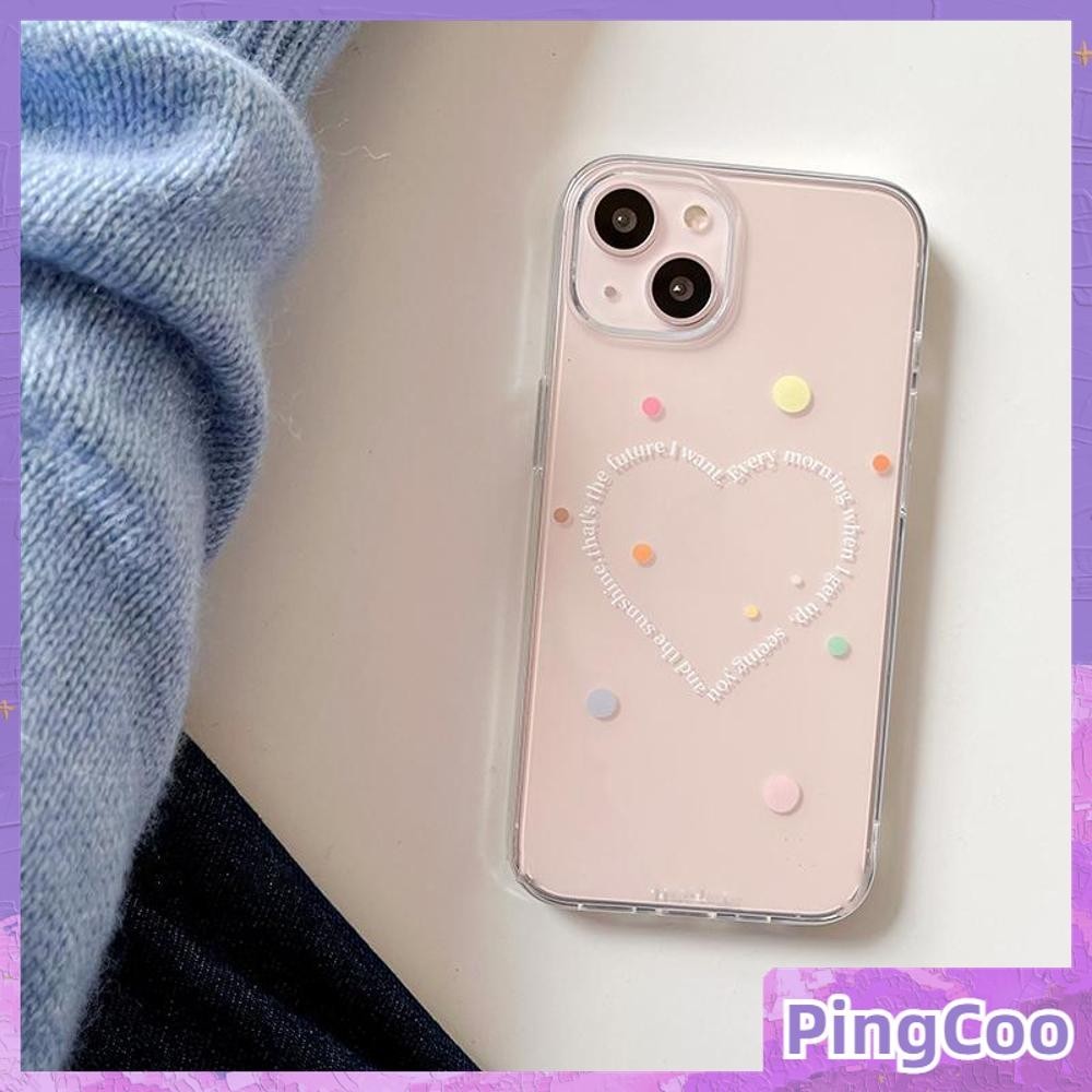 Pingcoo - เคสใส iPhone 15 Pro Max iPhone 11 เคส TPU นิ่ม จุดและตัวอักษรสีสันสดใสน่ารักพร้อมวงกลมความรักขนาดใหญ่ iPhone 14 13 Pro max 12 Pro Max 11 XR XS 7 8Plus max XS XR