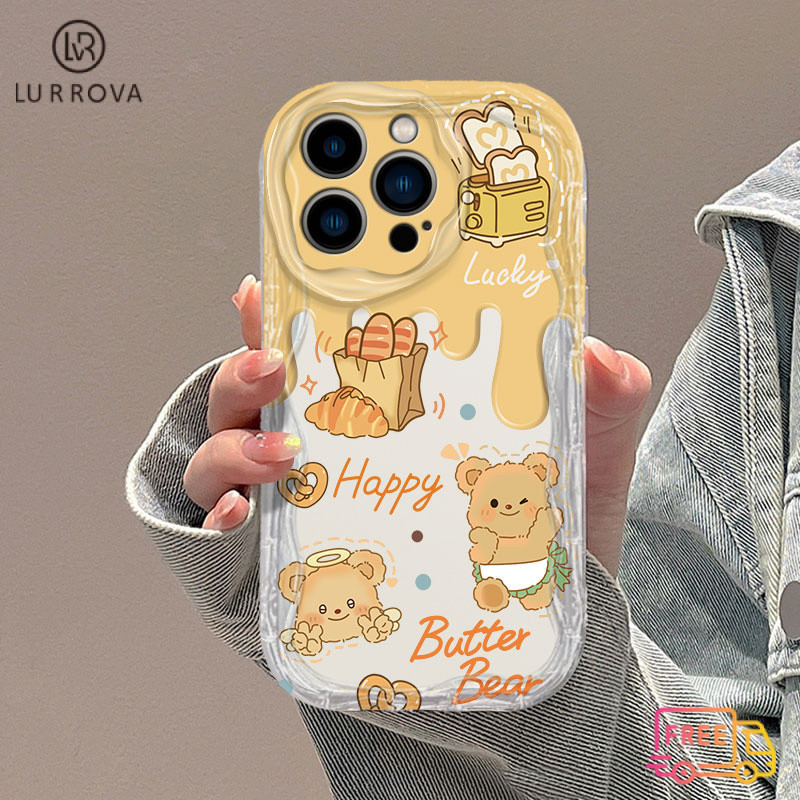 กรณีoppo Reno 13F 5G Reno12 F 5G Reno 12 Reno11 F Reno 11 5G Reno 10 5G Reno 8T Reno 8Z Reno 7Z Realme C65 C53 Reno8 Reno7 Reno6 เนยขนมปังหมีกันกระแทกTPUเคสโทรศัพท์