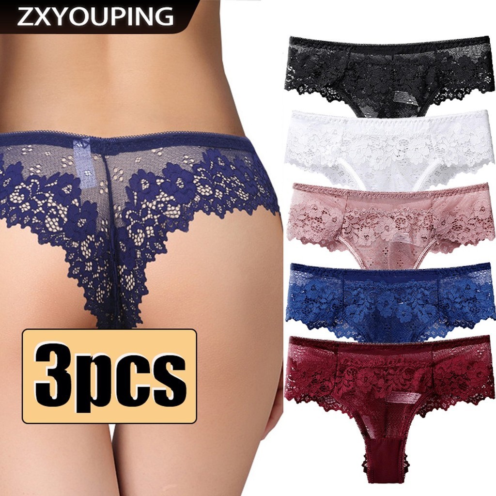 Zxyouping 1/3ชิ้นผู้หญิงลูกไม้ทองชุดเซ็กซี่กลางเอวG String Tกลับกางเกงไม่มีรอยต่อชุดชั้นในสบาย