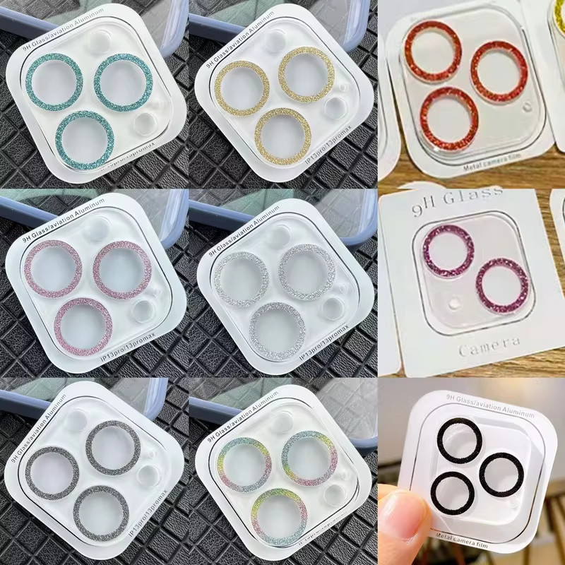 เพชรกลิตเตอร์ฟิล์มกล้องไอโฟน For iPhone 17 11 13 12 15 16 Pro Max 14 Pro Max 13 Mini ฟิล์มแก้วป้องกันรอยขีดข่วนเลนส์กล้อ