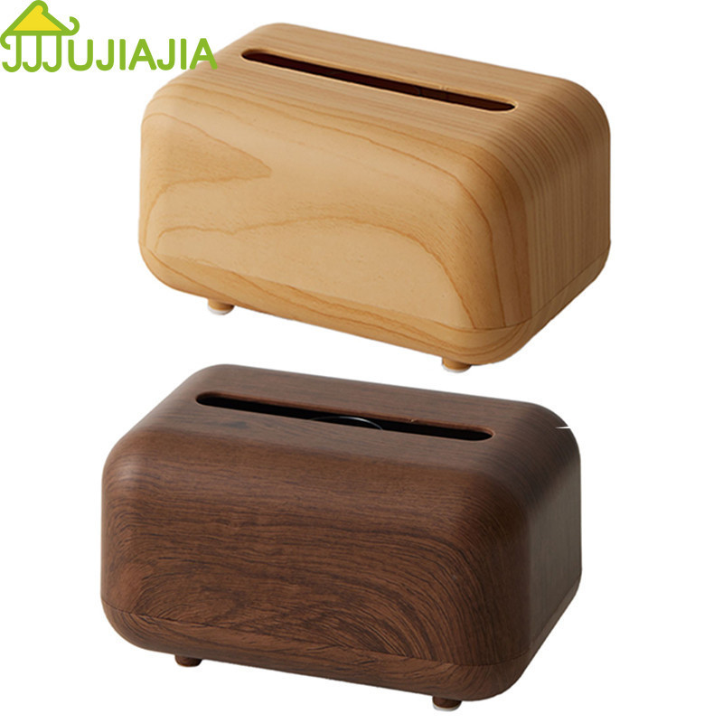 Jujia กล่องทิชชู่เก็บของตั้งโต๊ะสีไม้ธรรมชาติความงามสูงพร้อมการออกแบบฤดูใบไม้ผลิเพื่อเพิ่มความจุ ที่แขวนกุญแจ กล่องทิชชู่