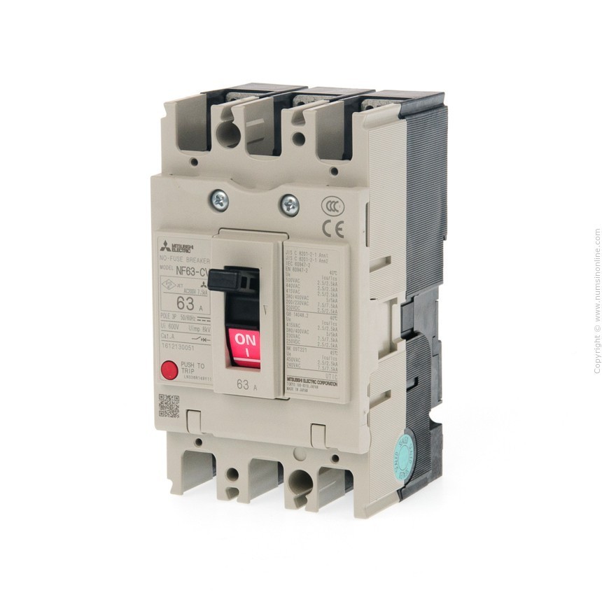 ตัวตัดไฟ เบรกเกอร์ 63A 3P MITSUBISHI NF63-CV