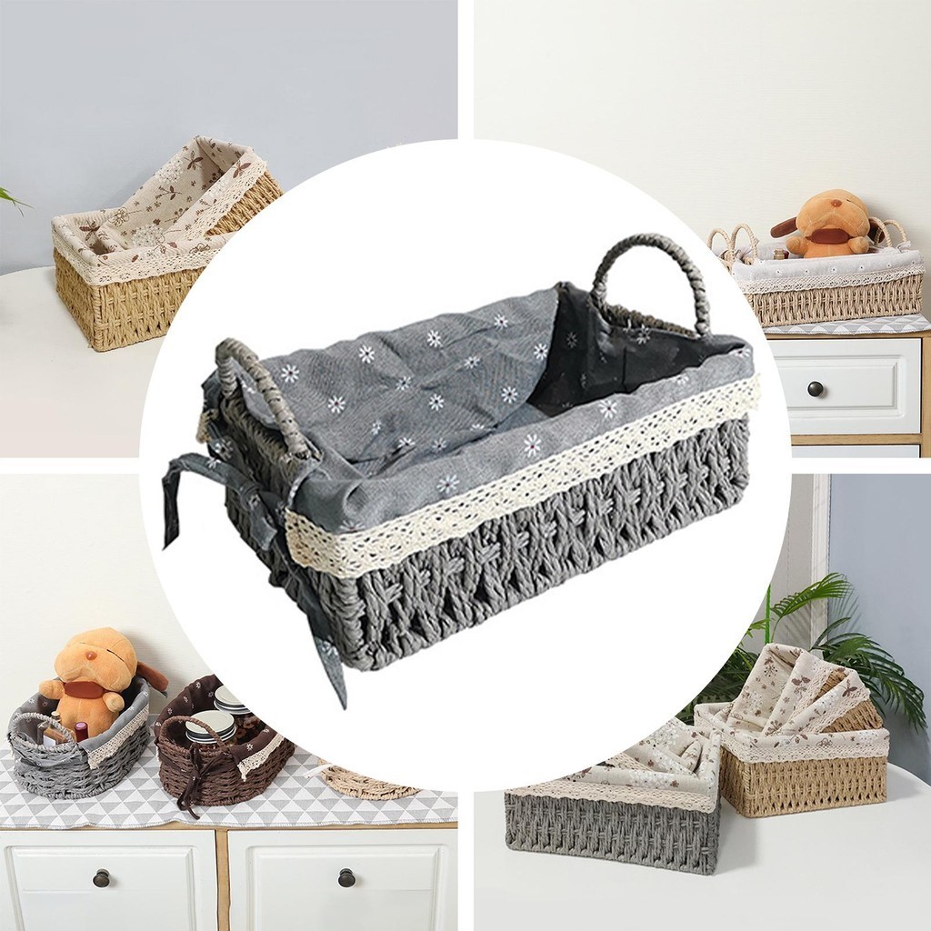 [unjitsh ] ตะกร ้ าเก ็ บหวายอเนกประสงค ์ ของเล ่ นถังเก ็ บขนม