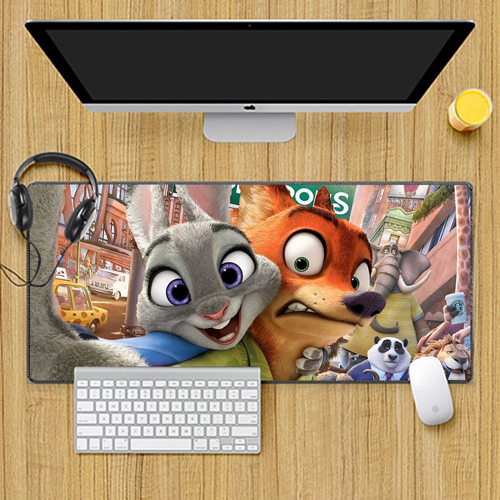 Zootopia Mousepad HD พิมพ์คอมพิวเตอร์ Gamers ล็อคขอบแผ่นรองเมาส์กันลื่น XXL90x40 ซม.คีย์บอร์ด PC โต๊ะ Pad