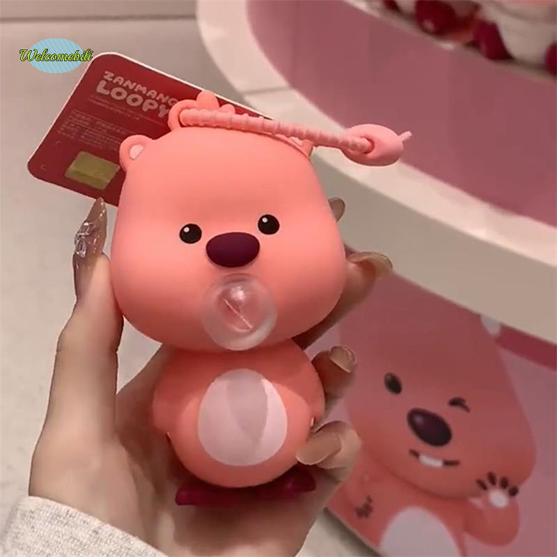 [ยินดีต้อนรับ] การ์ตูนน่ารัก Loopy Beaver ตุ๊กตาบีบ Blow Bubble พวงกุญแจกระเป๋าจี้ Deion ของเล่นพวงกุญแจรถแขวนเครื่องประดับของขวัญใหม่