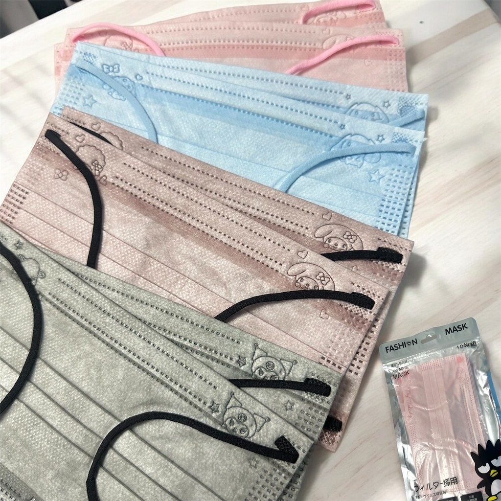 ⚡️แมสผู้ใหญ่ ⚡️งานสีพาสเทล ปั้มการ์ตูน น่ารักๆ 1ซอง 10ชิ้น พร้อมส่ง