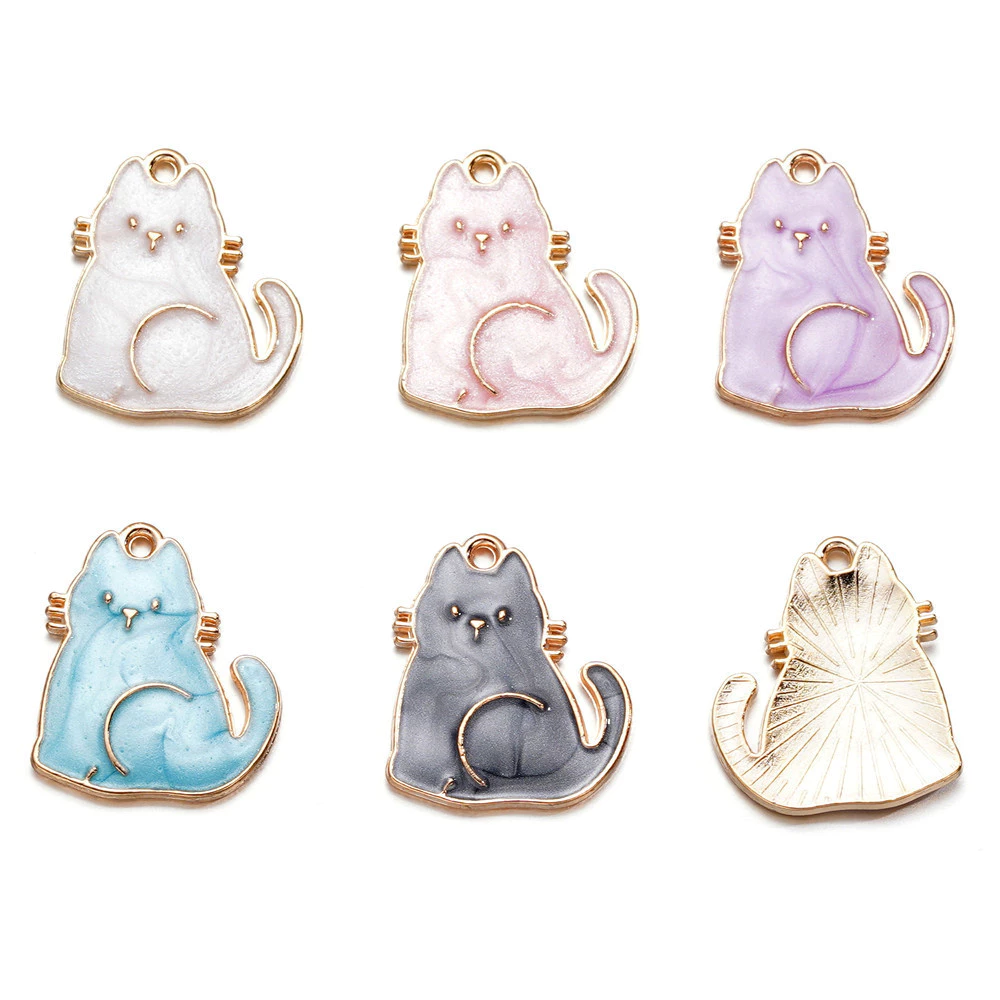 St. kunkka 4-10 ชิ้นจี้โลหะผสมจี้แมวมุกน่ารักสําหรับเครื่องประดับทํา DIY