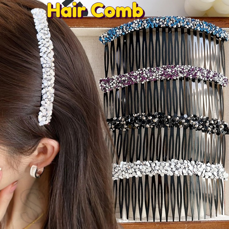 หวีผมคริสตัล-เครื่องประดับผมเด็กผู้หญิง-เครื่องมือคัดแยกผมหัก-แฟชั่น, หรูหรา, พลาสติก-เงา การแทรกหวีคลิป