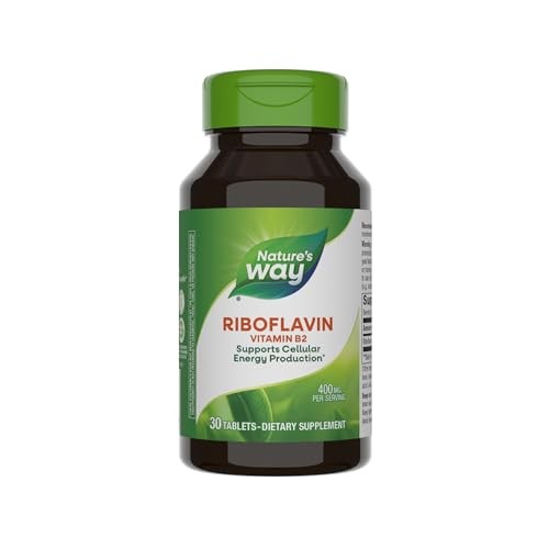 Natures Way Riboflavin Vitamin B2 30 เม็ด รองรับการผลิตพลังงานเซลล์ มังสวิรัติ