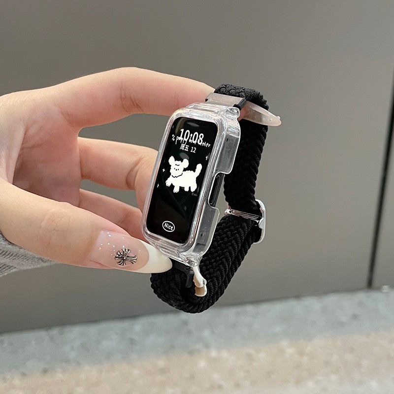 สายรัดไนลอนแบบปรับได้พร้อมเคสสําหรับ Redmi Smart Band 3 2 สมาร์ทวอท์ชสร้อยข้อมือยืดหยุ่นสําหรับ Xiaomi Smart Band 9 Active / 8 Active Braided Solo Loop สายรัดข้อมือ - รูปที่ 6