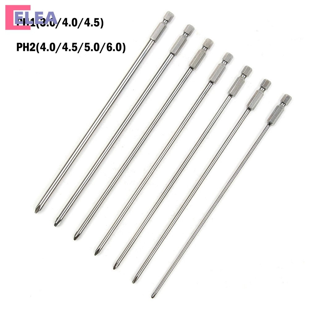 [ELEA] 7 ชิ้น 6.35 มิลลิเมตร Shank ยาว 200 มิลลิเมตร PH1 PH2 Cross ไขควง Bits เครื่องมือไดร์เวอร์พลังงาน
