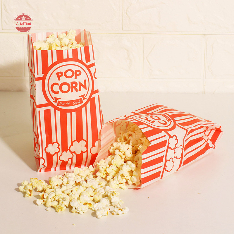 Adachoi 25 ชิ้น Popcorn ถุงบรรจุภัณฑ์ Carnival Stripes กระเป๋าผู้ถือชาม Mini ภาชนะบรรจุอาหารถ้วยแบบพกพาขนมขบเคี้ยวกระดาษ TH