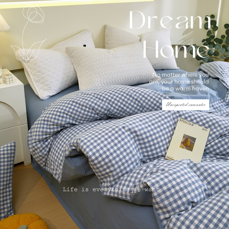 1 ชิ้น คอตตอน 100% ปลอกผ้านวม ไม่มีผ้านวม ลาย 800เส้นด้าย ลายสก๊อต duvet cover 6ฟุต 6.5ฟุต 3.5ฟุต