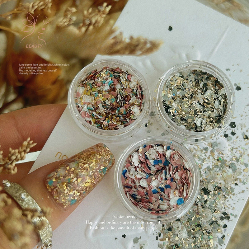 [maybeauty] Retro Nanyang สไตล์เล็บ Glitter ผสม Glitter เล็บอุปกรณ์เสริมวัสดุ Rock Piece ตกแต่งสวมใส่เกราะ DIY เล็บ {TH}